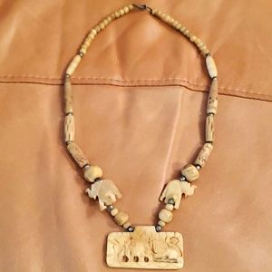 Authentic African Elephant Bone Necklace. VINTAGE